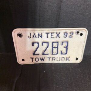 1992 LICENSE PLATE Texas Tow Truck 2283 EXPIRED Texas January 1992